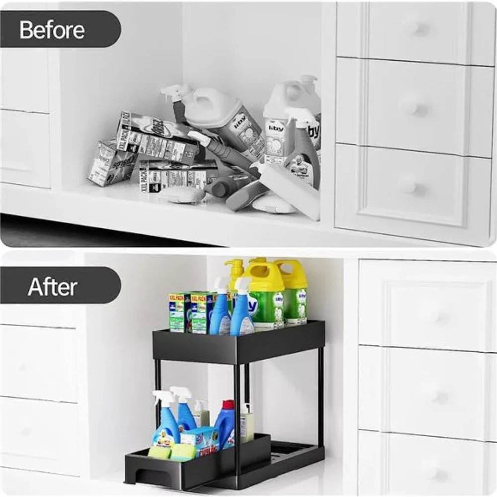 Under Sink Organizers & Storage,2Tier kitchen organization with Pull out Drawers
